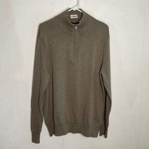 NWT J. Crew Gray 100% Cotton 1/4 Zip Sweater Pullover Men Size Large - Picture 1 of 11